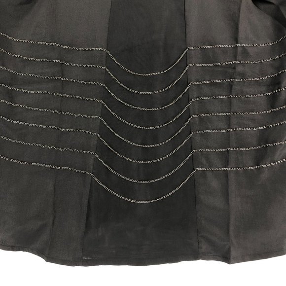 Line & Dot Women's Size Medium Black Chain Detail Sleeveless Crepe Blouse - Picture 4 of 12